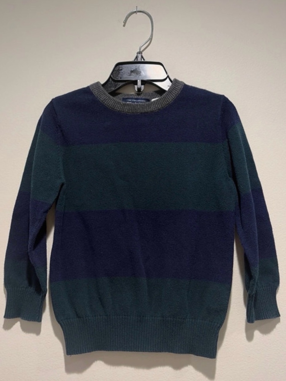 The Children’s Place Toddler Navy & Green Striped Knit Sweater - Size 2T